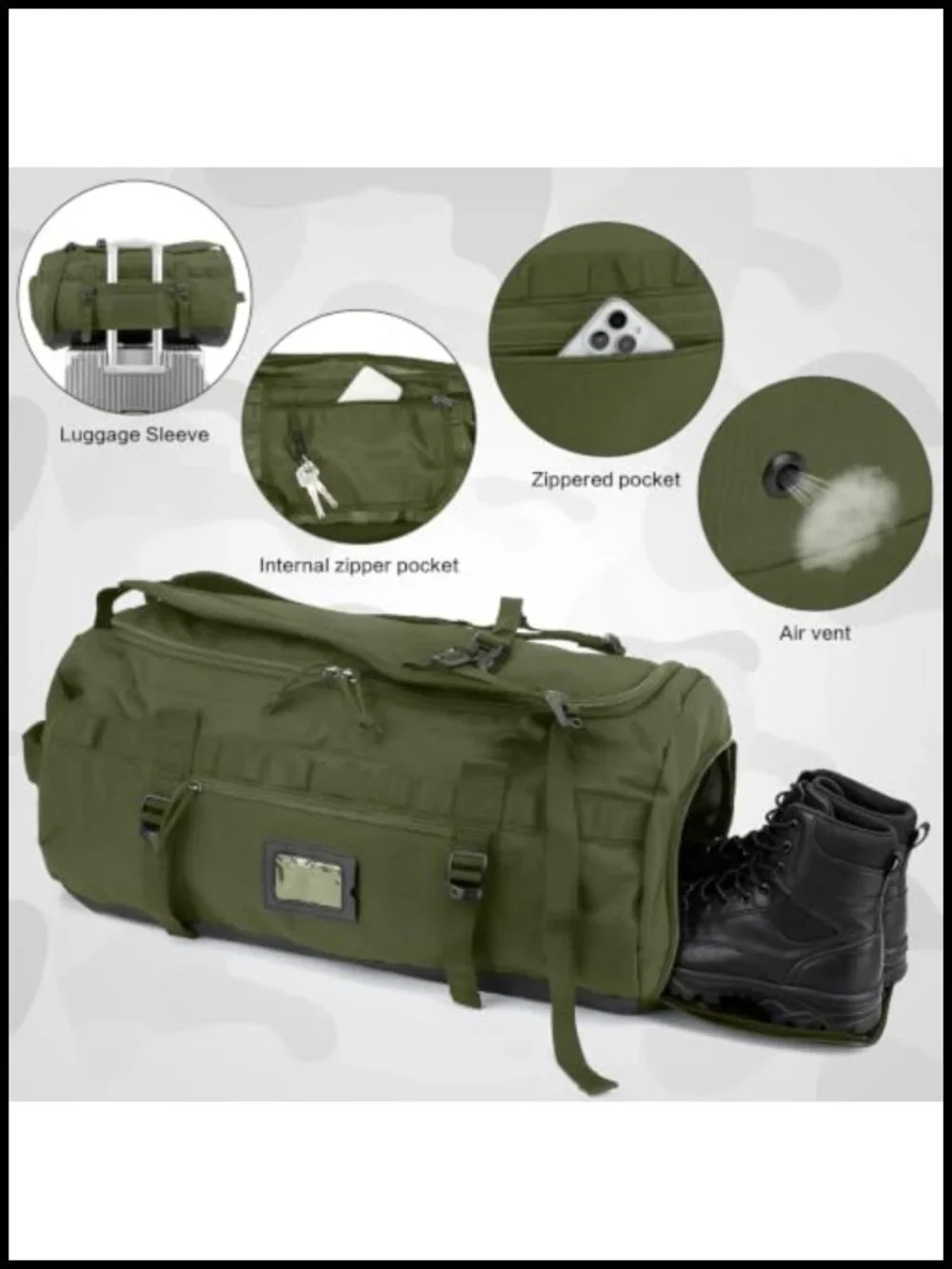 60L Tactical Duffle Bag Backpack for Travel Gym Sports with Shoe Compartment